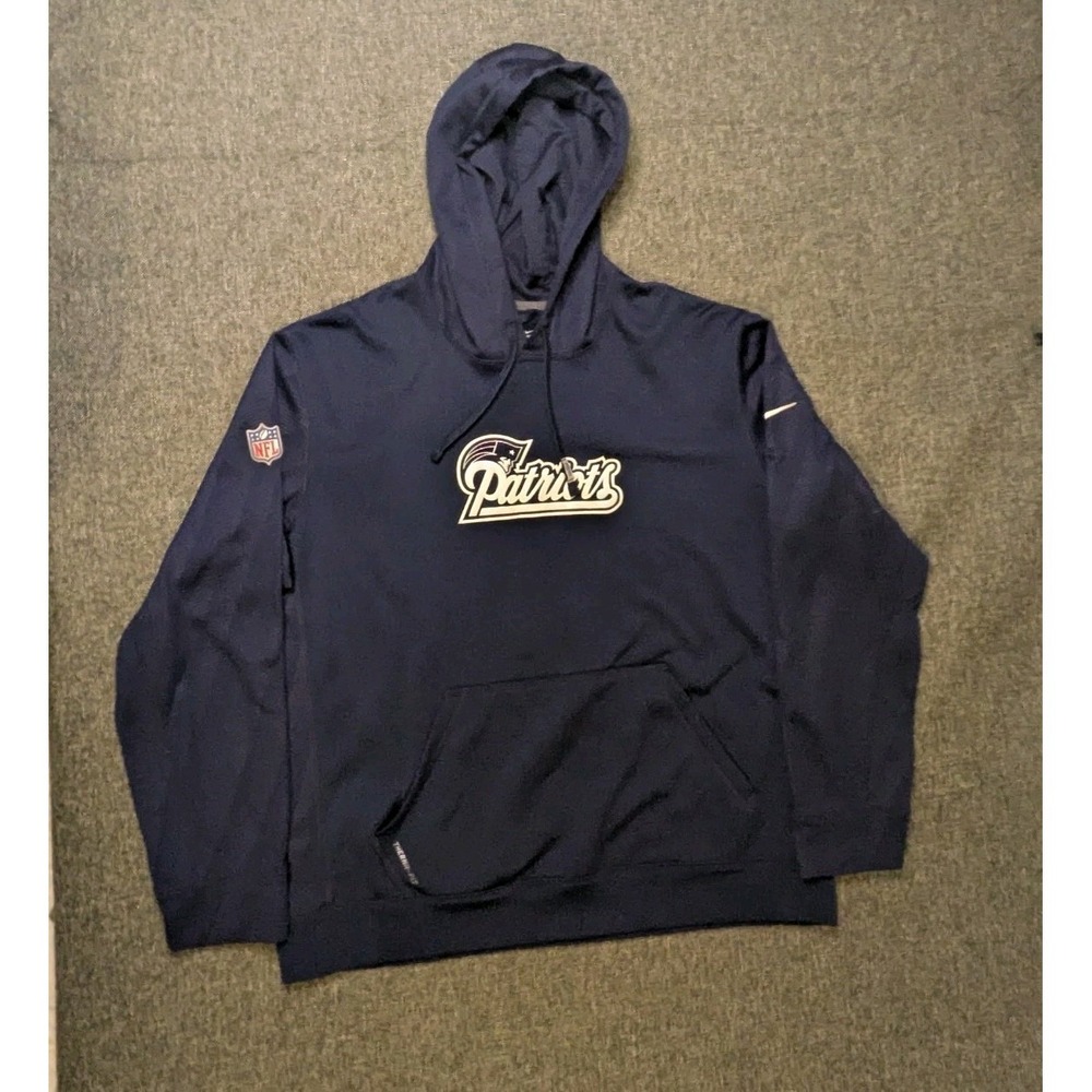 Nike New England Patriots Therma Fit Hoodie Mens XL Blue NFL Football Sweatshirt